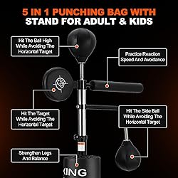 Punching Bag with Stand 5 in 1 Adjustable Height