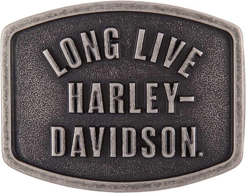 HarleyDavidson Men's Long Live Belt Buckle, Antique Nickle Finish