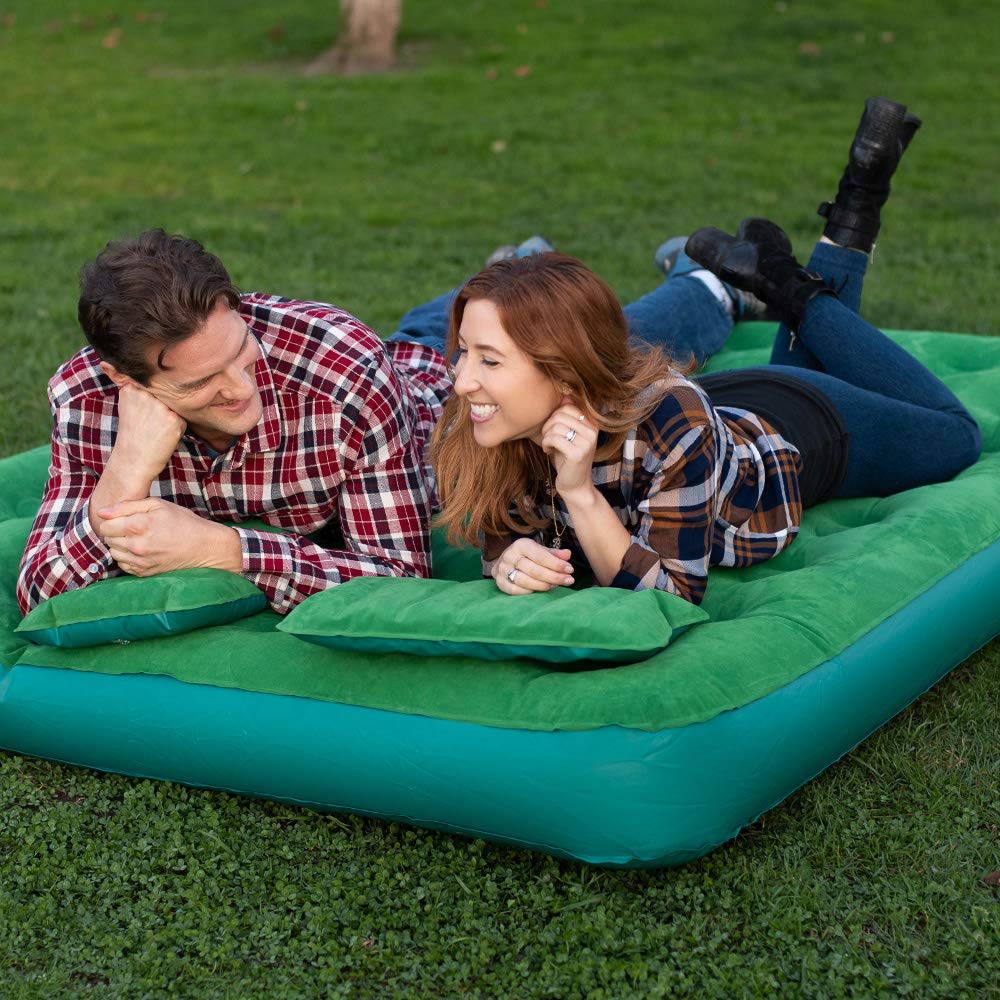 Simpli Comfy Inflatable Air Mattress Portable Air Bed and 2 Inflatable Pillows with Portable Battery Pump (Queen)