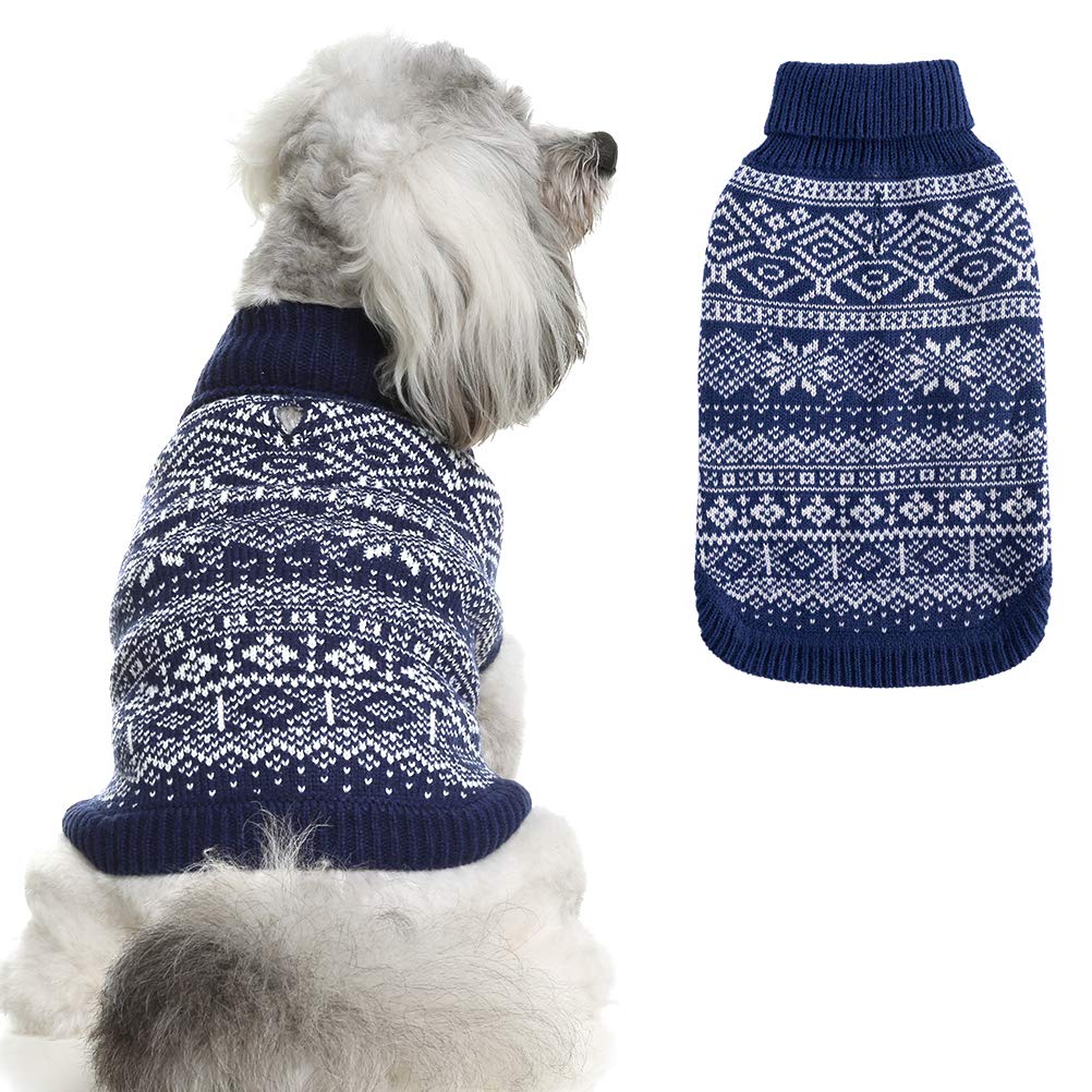 HOMIMP Argyle Dog Sweater - Warm Jumper Sweater Winter Clothes Puppy Soft Coat Dogs Blue Small