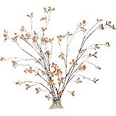 DuHouse 34" 5Pcs Artificial Ficus Branches Artificial Fall Greenery Stems Branches for Vase Filler Home Decor Table Centerpieces Garden Decoration(Orange)