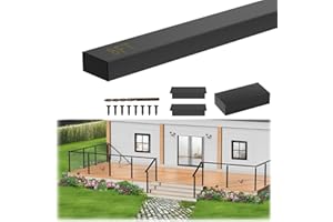 Gyykzz 8FT Stainless Steel 304 Handrail Black, Rectangular Handrail Flat Top Rail with SS304 End Cap and POM Connecting Blocks for Indoor Outdoor Deck Stair Cable Railing System DIY Balustrade