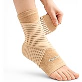 Ergo CoreActive Dual Fit Ankle Brace, Adjustable Compression Ankle Support with Dual-Layer Design, Lightweight Breathable Support for Walking, Sports &amp; Daily Wear (Beige, Small)