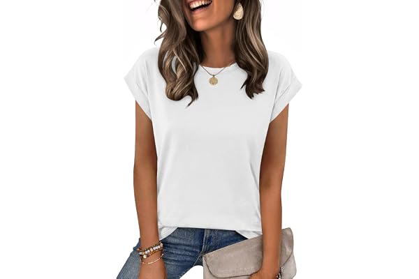 Zeagoo Womens Tops Summer Casual Cap Sleeve Tshirts Shirts Business Blouses | Dressy Spring Fashion Outfits, Trendy Clothes, Cute Crewneck Work Out Tee, Gym Clothing