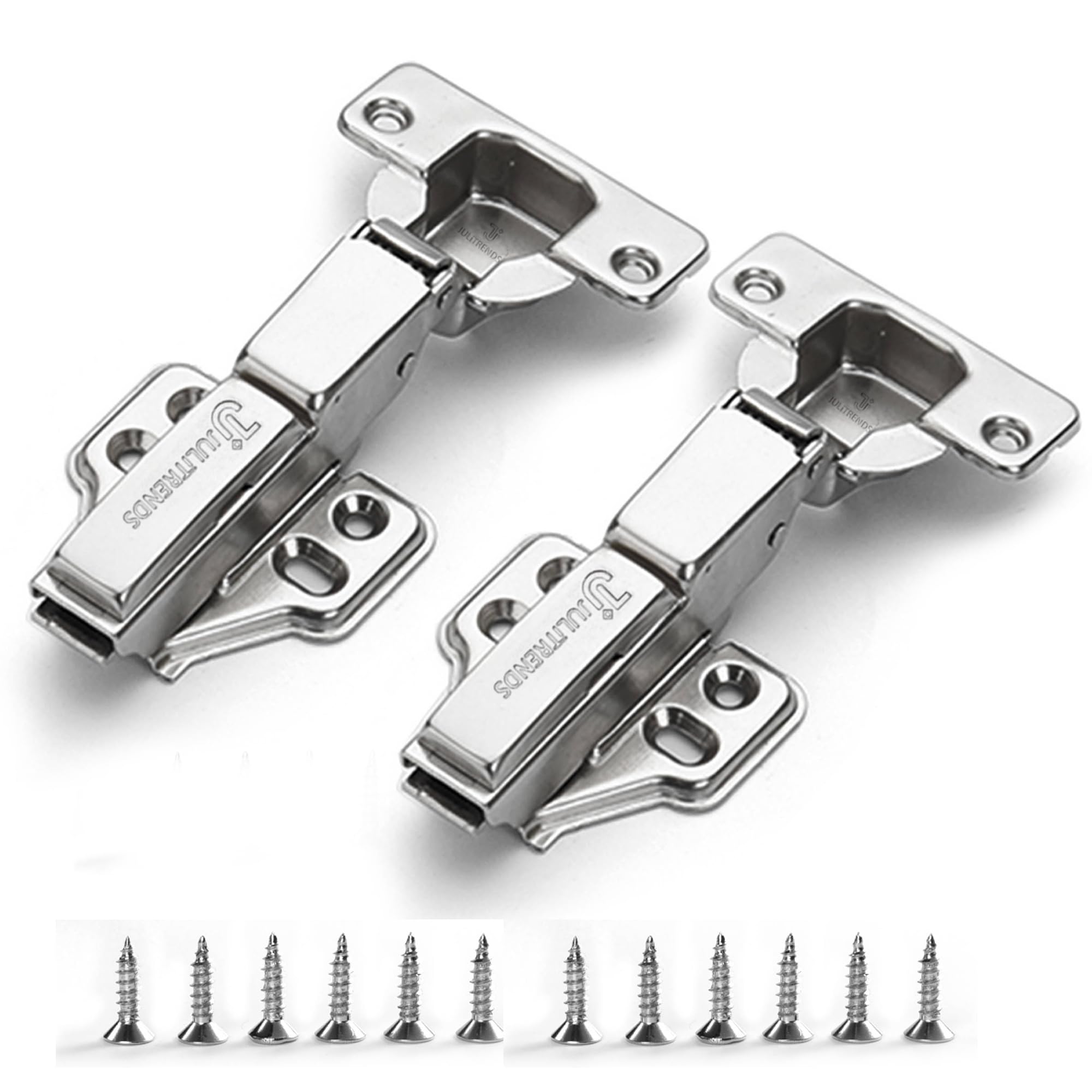 2 Pcs Cupboard Door Hinges Adjustable Soft Close Concealed Door Hunges for Kitchen Cupboard Wardrobe Furniture New Type Small Angle Mute Cushioned Cabinet Hinges 1 Pair with Screws - Half Cover
