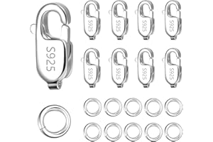 ALEXCRAFT Sterling Silver Necklace Clasps and Open Jump Rings Set Bracelet Square Lobster Clasps Jewelry Making Supplies for 