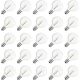 Meconard G40 1.57 Inch Led Replacement Light Bulbs, E12 Screw Base Shatterproof LED Small Globe Light Bulbs for Outdoor String Lights, 1Watt Equvalent to 5 Watt Incandescent Bulbs, Warm White, 25Pack