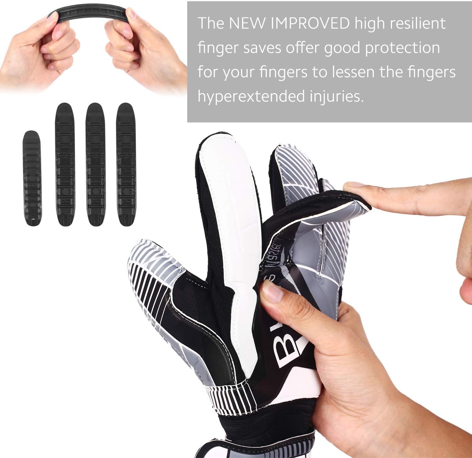 Goalie Gloves for Youth & Adult, Goalkeeper Gloves Kids with Finger Support, Black Latex Soccer Gloves for Men and Women, Junior Keeper Football Gloves for Training and Match, Size 7/8/9/10/11 : Sports & Outdoors