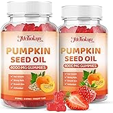 Mchokuu Pumpkin Seed Oil Supplement Gummies 4000mg with Saw Palmetto for Hair Growth & Skin Health, High Pure Extract for Women & Men Extra Strength Pumpkin Seed, Strawberry Flavor, 120 Count