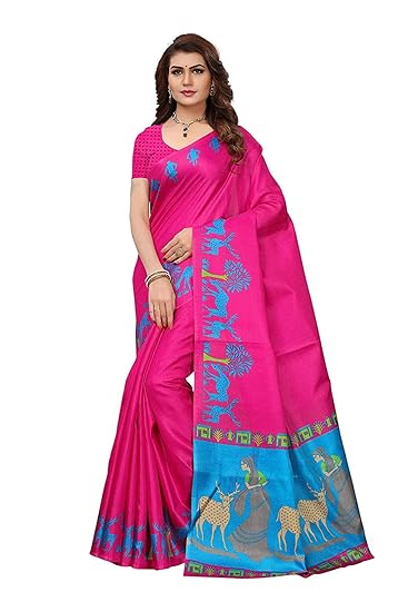 Womens Khadi Mix Fabric Saree With Blouse