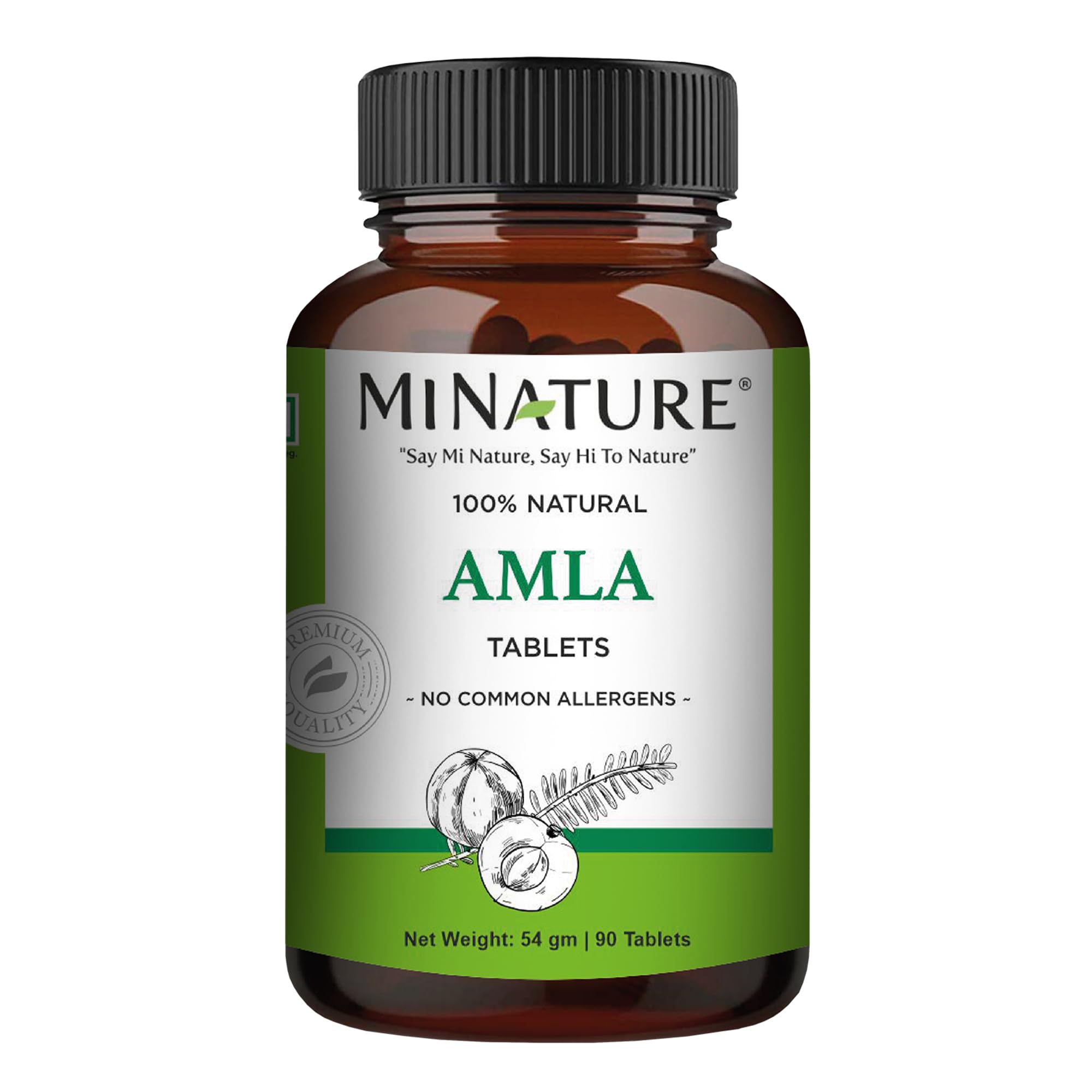 Mi Nature Amla Tablets -90 Tablets,1000mg | 100% Natural Amla Tablet | Amalaki | phyllanthus emblica | Immunity Booster | Vitamin C | Gluten Free | Vegan | from India