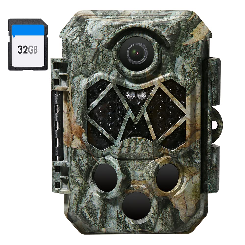 Assark Wildlife Camera 4K 32MP Trail Camera With 32GB SD Card 940nm IR LEDS with Night Vision Motion Activated IP66 Waterproof Game Camera for Outdoor Nature Wildlife Scouting