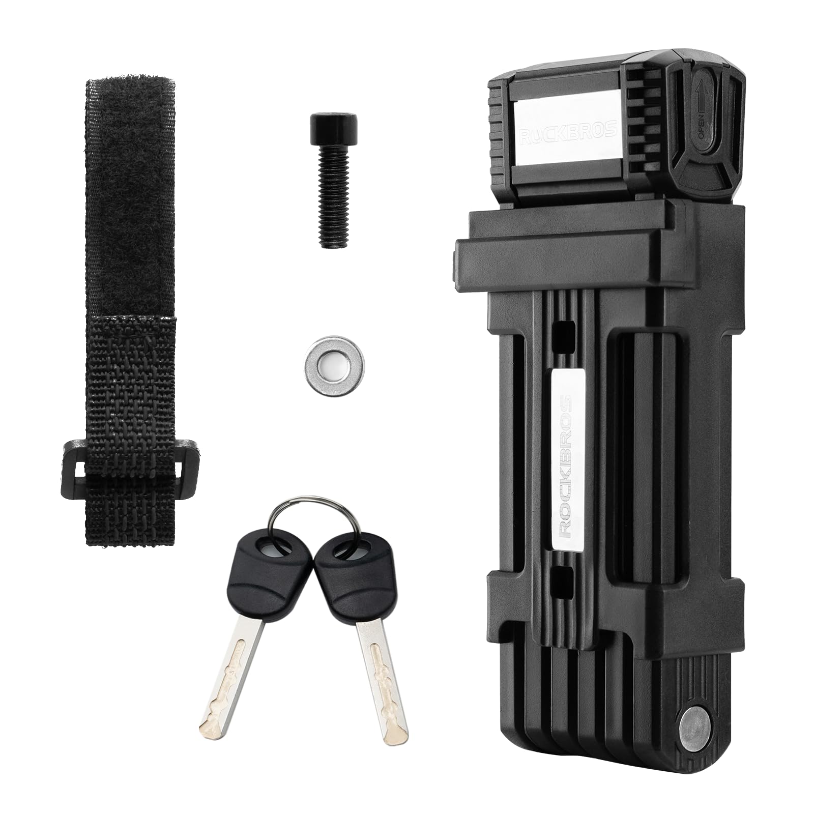 ROCKBROS Folding Bike Lock Heavy Duty Bicycle Locks High Security Bike Lock with 2 Keys Alloy Anti-Theft Cycling Locks for Mountain Racing Road Bike