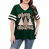 Womens Plus Size Tops Summer Short Sleeve Casual Loose Tunic V Neck Tee T Shirts 1X-5X