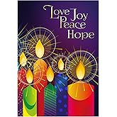 Religious Christmas cards - Love, Joy, Peace, pack of 20, 5x7in, printed in England, with Bible verse. Christian Christmas cards with envelopes bulk, by Just Cards Direct
