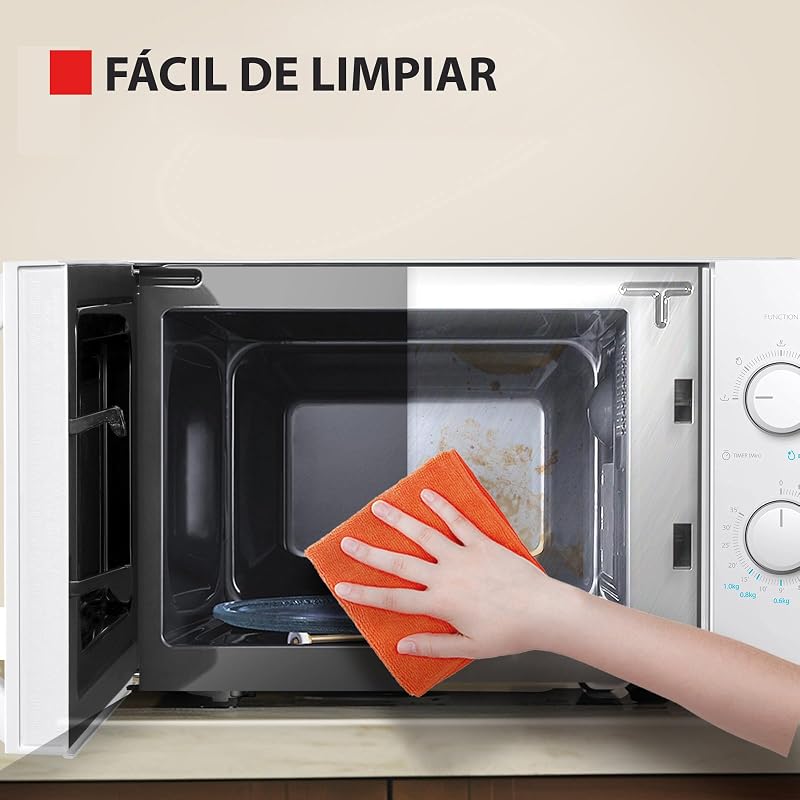 MW2-MM20P(WH) Padrão micro-ondas forno, 20 litros, 800 W, 5 níveis de potência com prática função de degelo, iluminação LED interior, branco