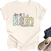 SWTJIC He is Risen Shirt Women Christian Easter Tshirts Cute Bunny Graphic Easter Gifts Short Sleeve Tee Tops