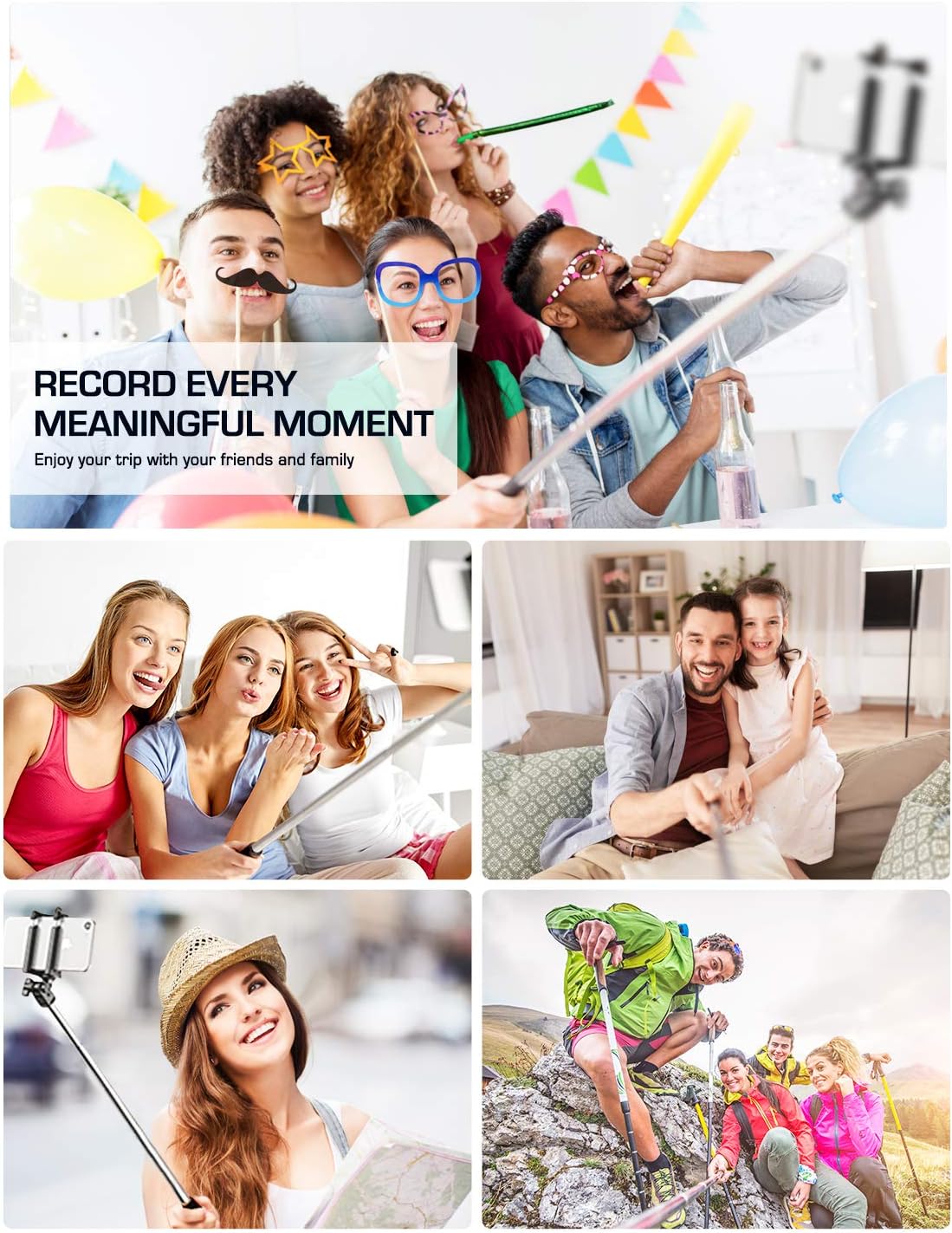 Mpow Selfie Stick, Lightweight Extendable 31.9 Inch Monopod with Bluetooth Remote Compatible iPhone12/12 Pro/SE /11/ Max/ XS/Max/XR/X/8/8P/7/7P/6S, Galaxy S20/S10/ S10 Plus/S9/8/7/6 and More, Black