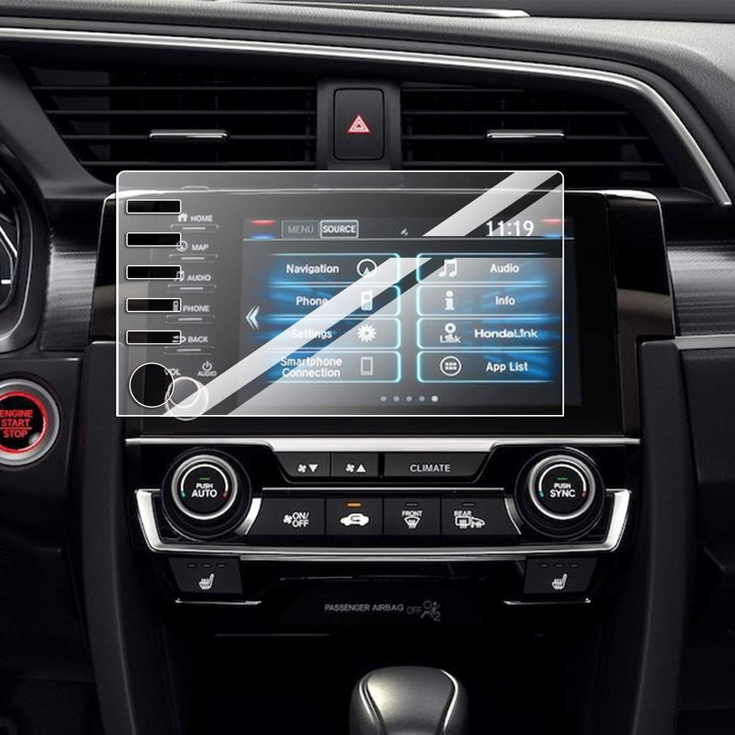 Amazon Com Anggy Glass Screen Protector Compatible With Honda Civic 2019 2020 Tempered Glass Precise Cutting Protecting Honda Civic 7 Touchscreen 5button Version