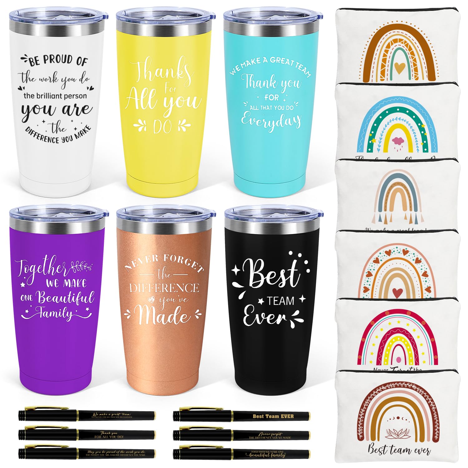 Photo 1 of *** FACTORY SEALED*** Administrative Professional Day Gifts, 6 Set Employee Appreciation Gifts Bulk, Gift for Coworkers Teachers Nurses, 20 OZ Inspirational Tumbler Makeup Bags Pen Thank You Gift For Women Men Team Staffs