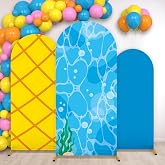 3Pcs Yellow Cartoon Arch Covers Yellow Blue Ocean Theme Arch Backdrop Cover