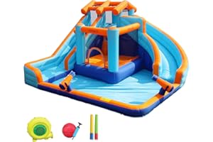AirMyfun Water Slide Bounce House for Kid and Adult Outdoor with Large Splash Pool Inflatable Bouncy Castle with Long Dual Slide and Basketball Hoop for Kids Outdoor