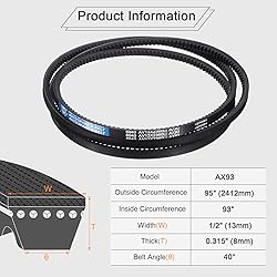 uxcell 2Pcs AX93 EPDM V-Belt, Raw Edge Cogged