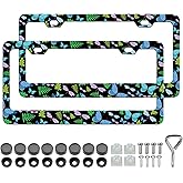 Butterfly License Plate Frame - 2PCS Colorful Butterfly and Dragonfly Aluminum Metal License Plate Holder, Rust-Proof Waterproof Car Decorative Tag Frames for Standard Us 12x6 Inch