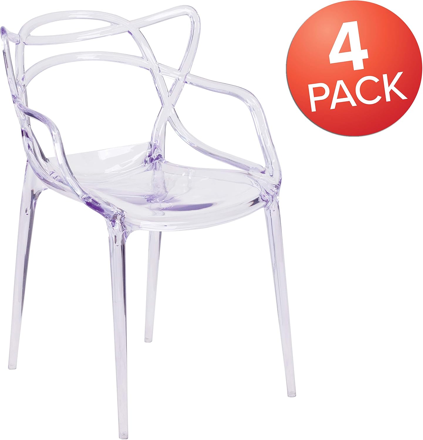 Flash Furniture 4 Pack Nesting Series Transparent Stacking Side Chair: Furniture & Decor