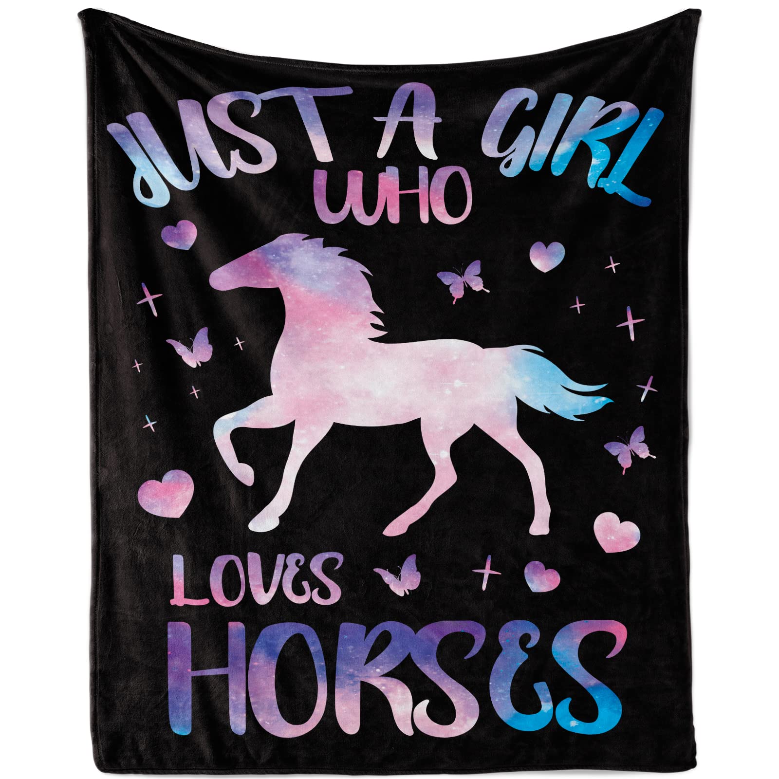 TUTUXMA Just A Girl Who Loves Horse Blanket,Horse Blanket Teen Girl,Super Soft Warm Cozy Fleece Plush Throw,GiftHorse Lovers,​Horse Throw BlanketCouch Sofa,130x150cm Purple Horse TBC-0002