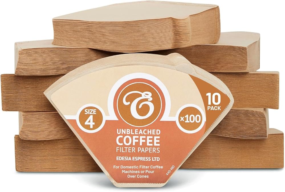 Edesia Espress 1000 Size 4 Coffee Filter Paper Cones Unbleached