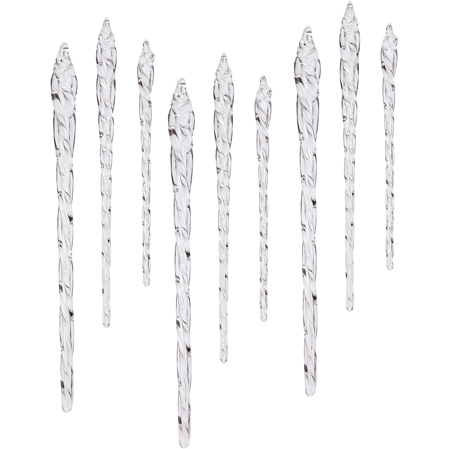 Sea Team Clear Glass Icicles Drops Ornaments for Christmas Tree Decorations, 1.57, 1.97, 2.36 inches, Set of 36