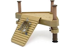 Allpdesky Decorative Turtle Pier Floating Basking Platform with Ramp Ladder
