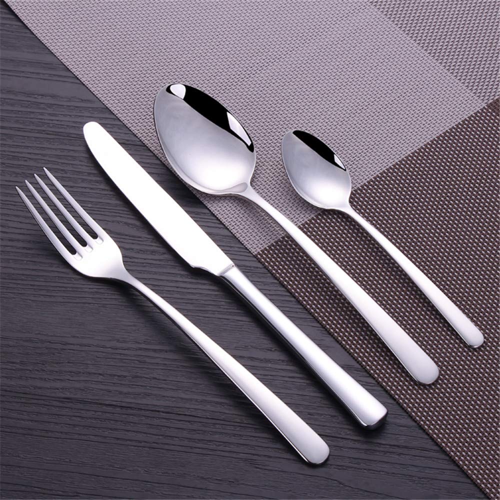 Silver Cutlery Set 18/10 Stainless Steel Flatware Dinner Knife Fork Spoon Set Mirror Polished Dishwasher Safe Picnic Cutlery Set