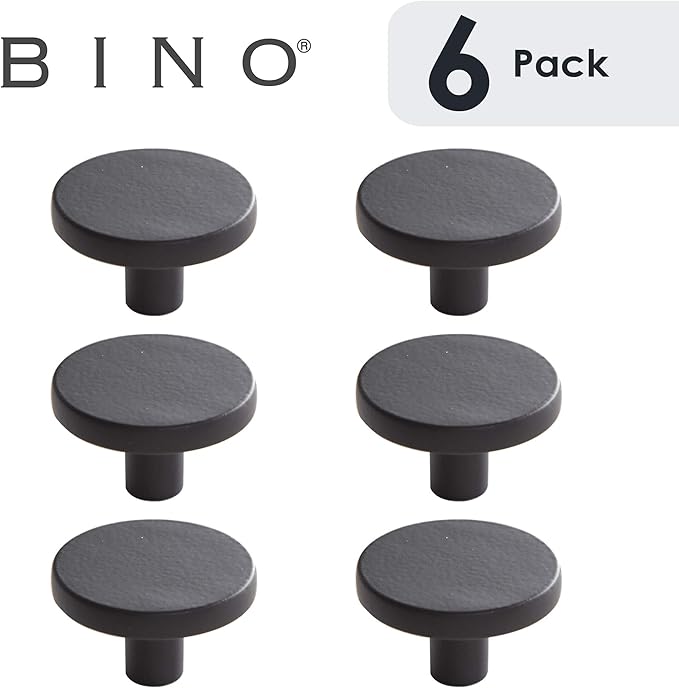 BINO 6Pack Knobs 1.22" Diameter (31mm), Matte Black