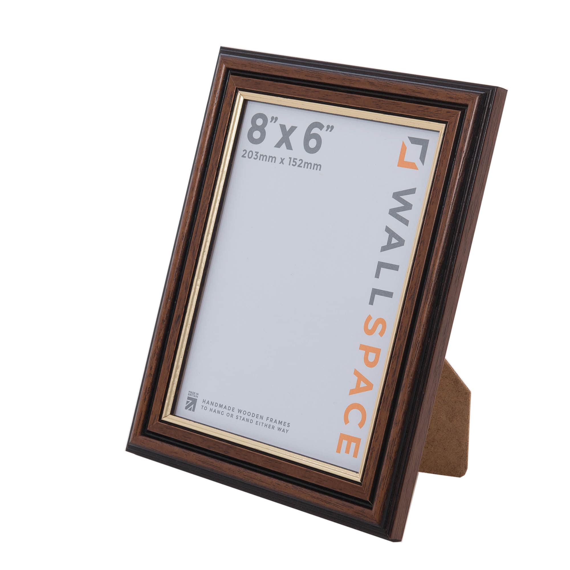 Brown frame with Gold Inset | 8x6 Traditional Mahogany Picture | REAL GLASS 8x6 Dark Wood Photo Frame — image 1