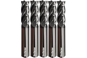 SMILERAY 1/4" Carbide Square End Mill for Steels, HRC 55 Deg, 4 Flute, AlTiN Coating End Mill Bits for Milling Alloy Steels, Hardened Steel, Metal & More(Pack of 5)