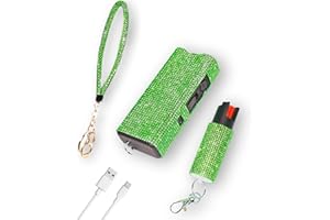 Bling MagiUSA Pepper Spray for Women & Stun Gun & Bracelet Self Defense Kit- 3in1 Keychain Tazer Painful 1.80 µC Charge, LED Flashlight 150 Lumen,0.58oz OC pepperspray Portable Compact Crystal Tazr