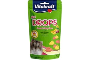 Vitakraft Drops Mini Banana & Cherry Flavor Dwarf Hamster, Rat, and Mouse Treat, 2.5 oz, Multi