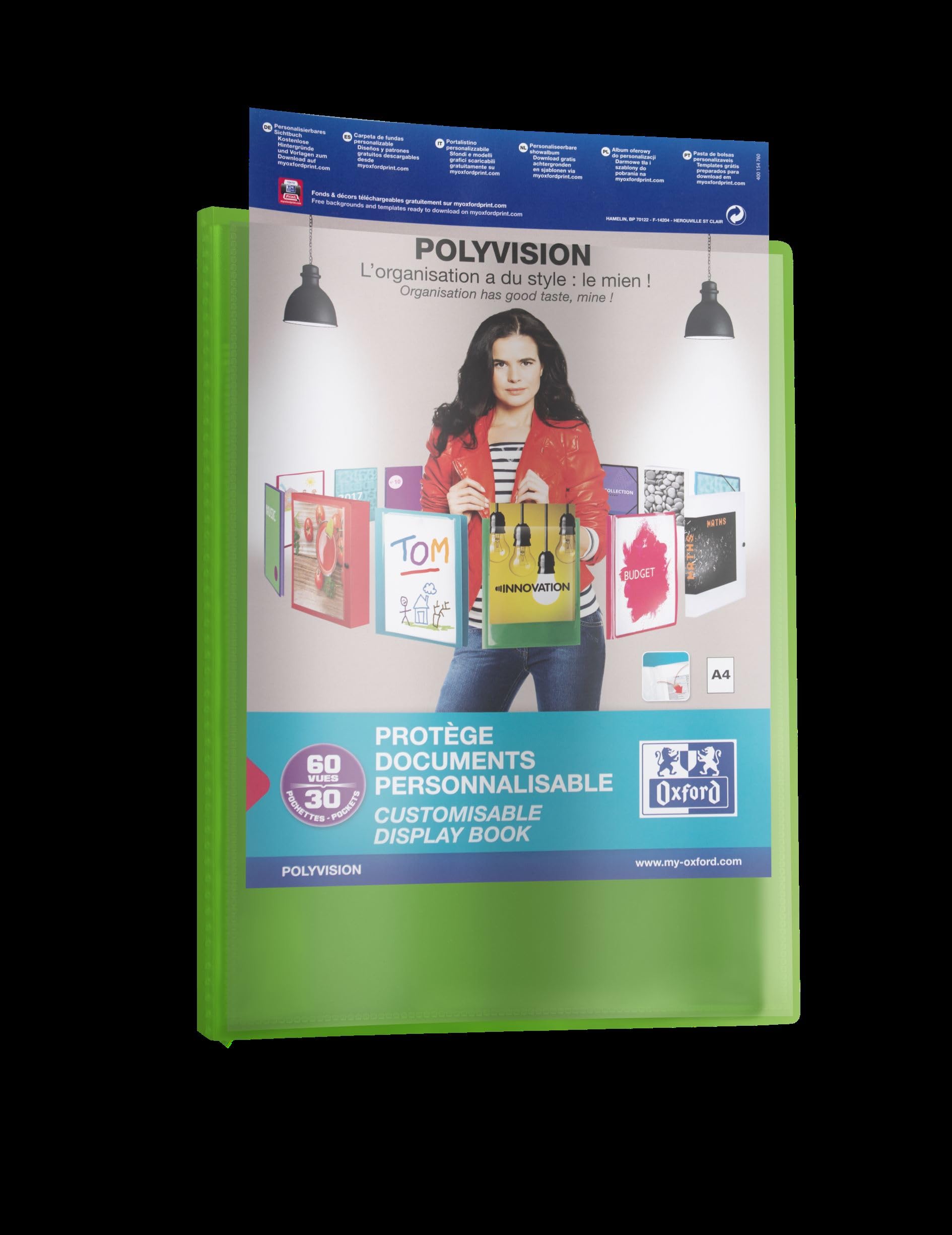 OXFORD Polyvision A4 Document Protector 60 Sheets / 30 Pockets Polypropylene Cover Green