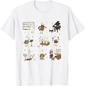 Women Silly Goose Music Teacher School Band Musician Friend T-Shirt
