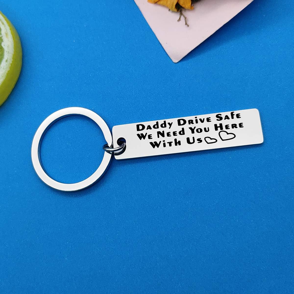 Dad Keyring Gift Fathers Day Gift Daddy Drive Safe We Need You Here with Us Keyring Drive Safe Keyring for Dad Trucker Dad Gift Christmas Birthday Gift Dad Gift from Daughter Son - Image 3