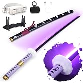 RENGENG Light Up Sword, 40 Inches Rechargeable Pre-Assembled Plastic Replica Anime Sword with Belt & Stand & Spinner
