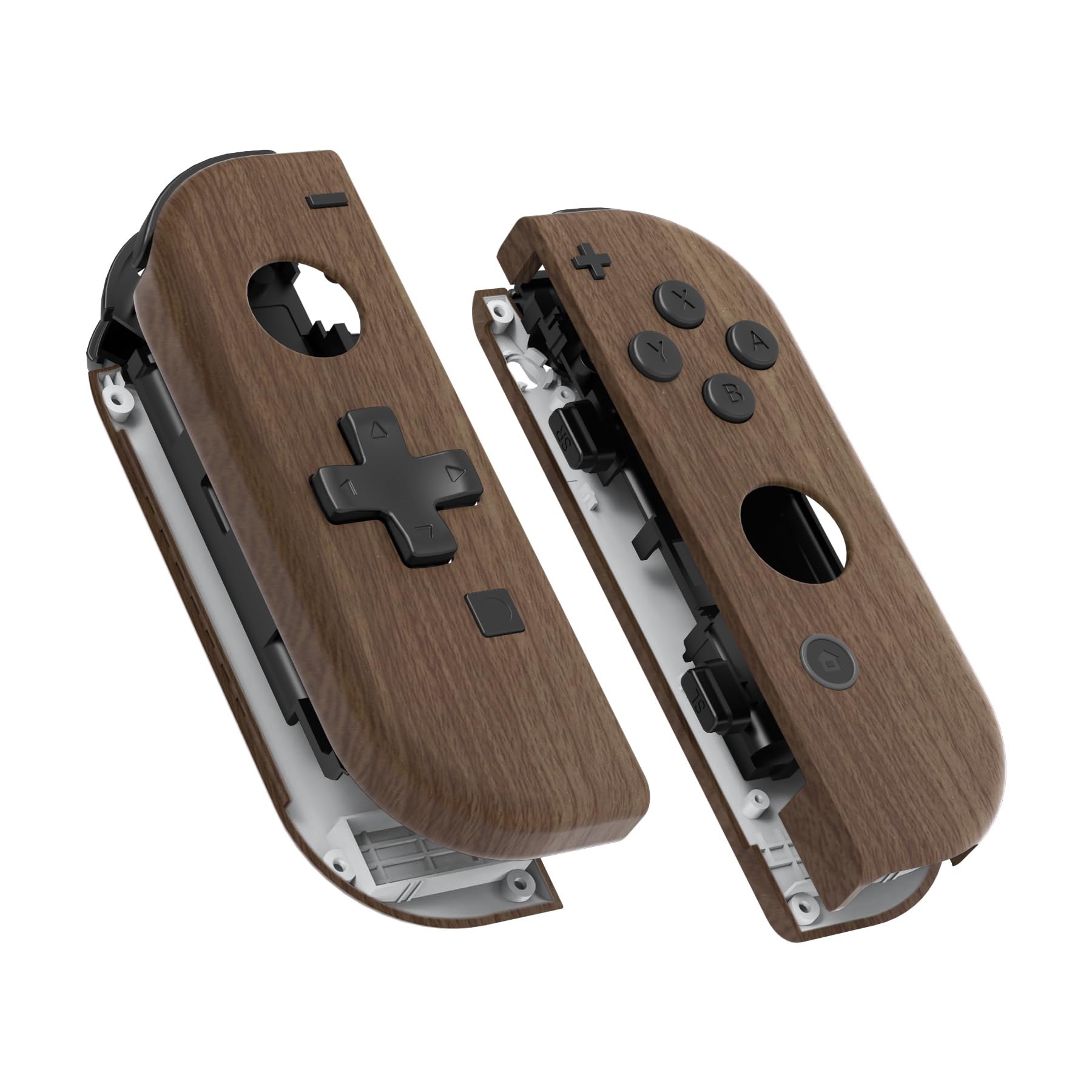 eXtremeRate Wood Grain Soft Touch Joycon Handheld Controller Housing (D-Pad Version) w/Full Buttons, DIY Replacement Shell Case for Nintendo Switch & Switch OLED Joy-Con – Console Shell NOT Included