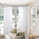 TWOPAGES Flynn Blue Sheer Linen Custom Light Filtering Curtain, 1 Panel | Linen Blend Fabric, Light Filtering, Custom Size Options, Semi Sheer, Drapes for Home Living Room