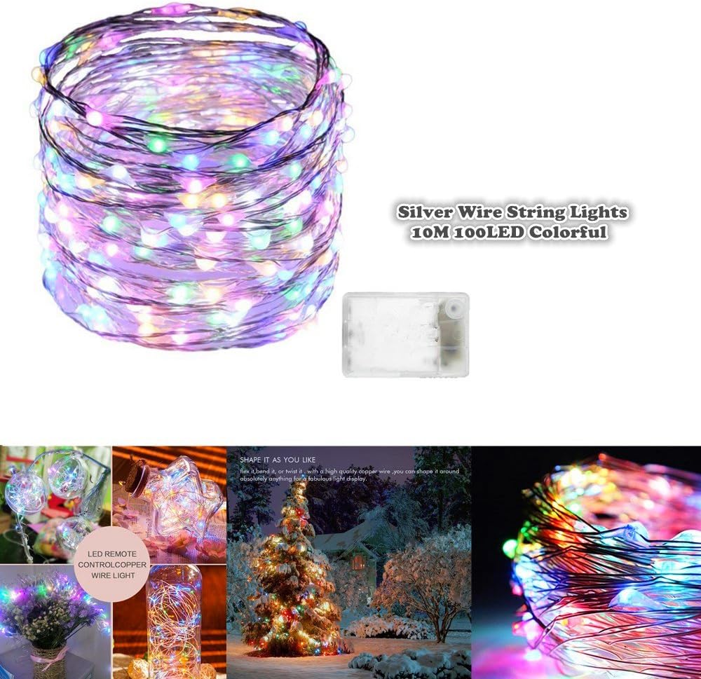 MUCHER Fairy String Lights Battery Operated, 33Ft/10M 100LED Multicolor Decoration Light Indoor&Outdoor Copper Wire Fairy Lights for Christmas, Weddings, Parties.