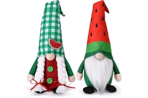 Upltowtme Watermelon Gnomes Tomte Farmhouse Tiered Tray Decor Red and Green Home Decor Kitchen Shelf Sitter Nordic Swedish Nisse Elf Dwarf Handmade Gift, Set of 2
