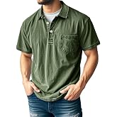 Men's Casual Polo Shirts Classic Button Basic Short Sleeve Shirt Solid Color Retro Tees Golf Stylish Tops