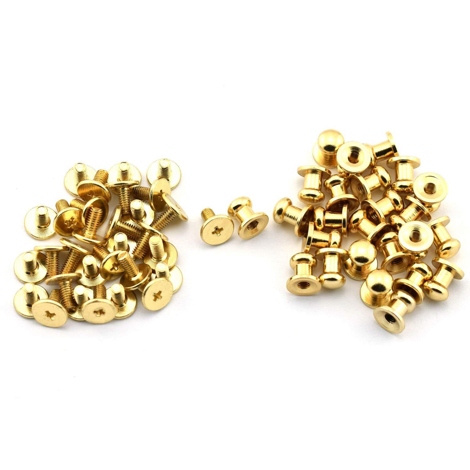 Head Button, 30 Pack Round Head Button Stud 8x9x9mm Screw Back Spots Nail Rivet for DIY Leather Rivet (Gold, 9x8 mm)
