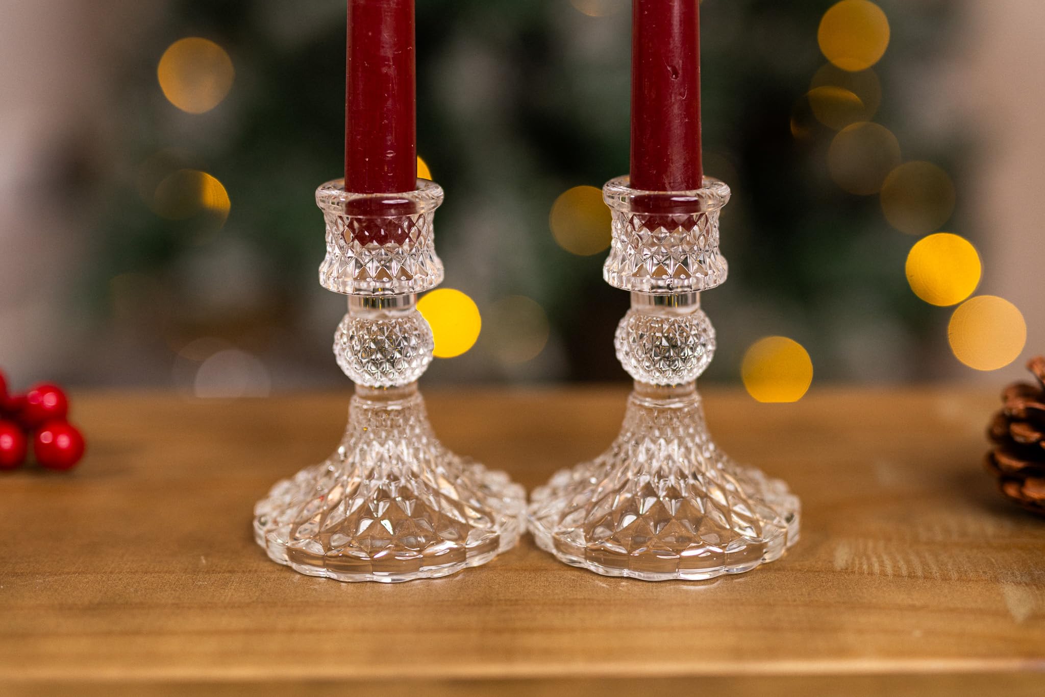 Marco Paul 1pc Clear Glass Candle Holders Coloured Taper Candlestick Holders Decorative candlesticks Living Room Accessories House Accessories Candles & Holders Table Decorations Centrepiece